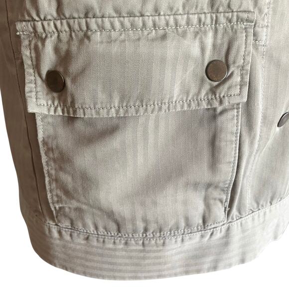 Ann Taylor Loft Lt Olive Green Utility Jacket MED Moto Casual Fall Grunge Cargo - Picture 3 of 9